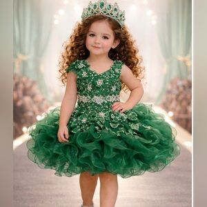 Girls glitz pageant cupcake holiday dress in Kelly emerald green beautiful!